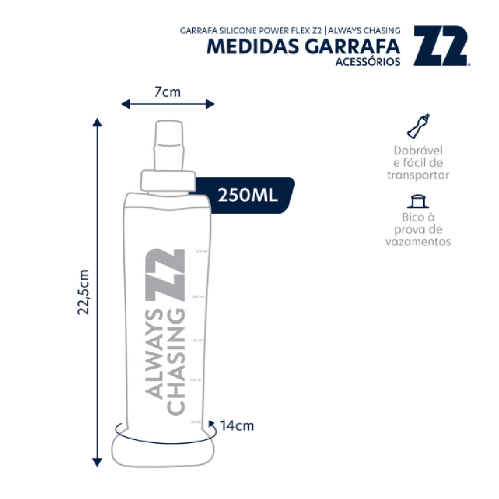 Imagem 2 de Garrafa Dobravel Soft Flask de Silicone 250ml  Z2 Always Chasing